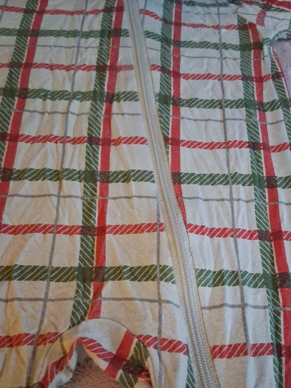 Kyte BABY Red & Green Plaid Zip Footed Pajamas